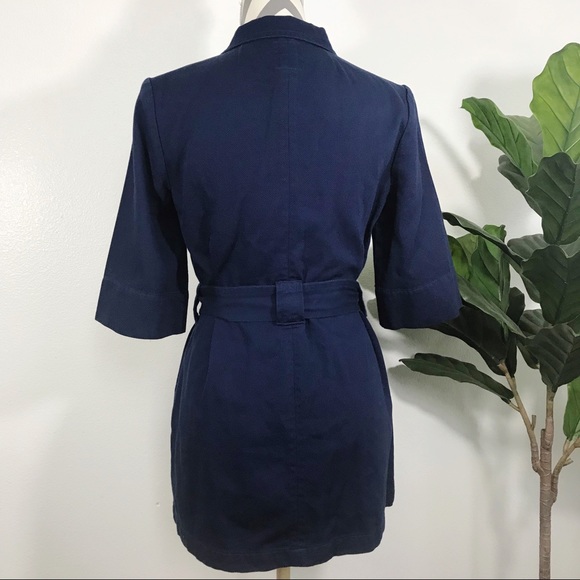 ANTHROPOLOGIE 100% cotton elegant blue pea coat - Picture 3 of 7